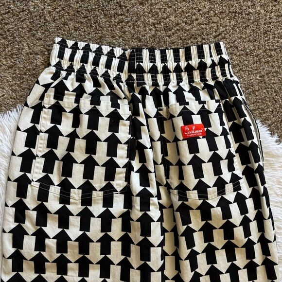 Cookman Chef Pants Waiter’s Pull On Black White Arrows Elastic Waist Mens Medium - Picture 3 of 6